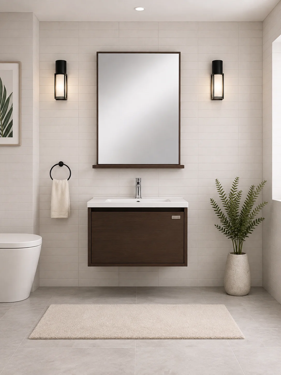 JUEGO H VANITORIO MUEBLE MARRON 218000146 + ESPEJO MARRON 3