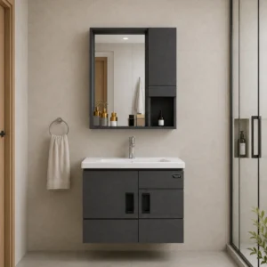 JUEGO J VANITORIO MUEBLE GRIS + ESPEJO GRIS